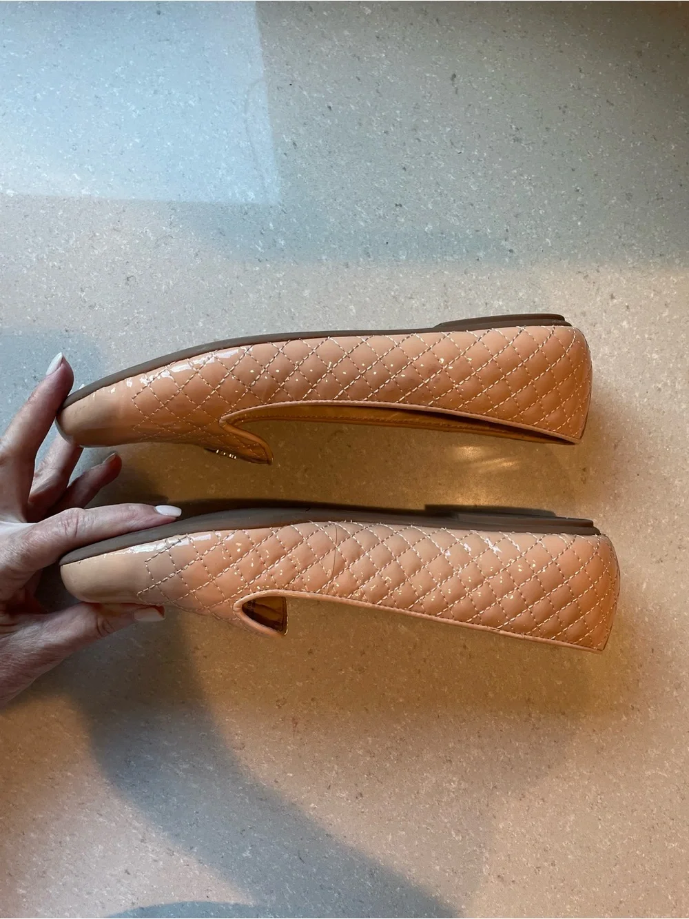 Tory Burch Quilted PatentLeather Ballet Flats | Light Oak